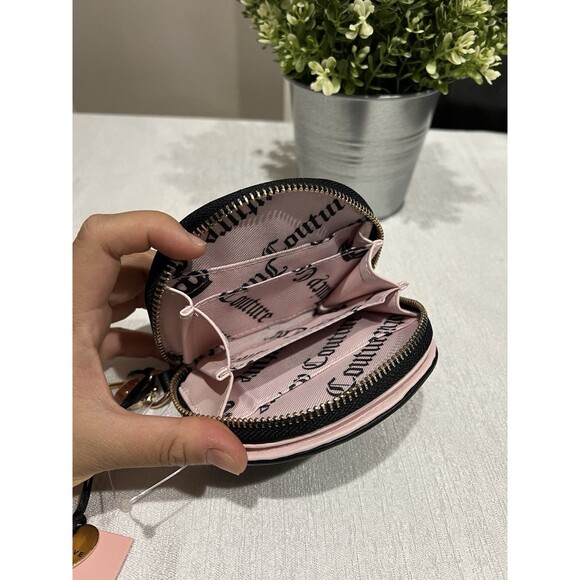 NWT Juicy Couture Holding The Line Half Moon Wallet W/ Inside Mirror  Black - Picture 8 of 9